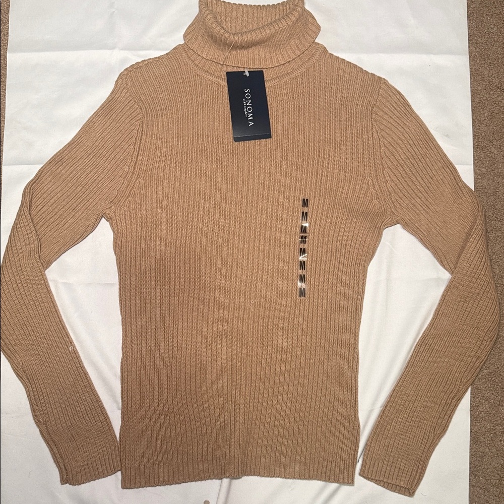 Sonoma women’s Ribbed Turtleneck Sweater in Camel Tan